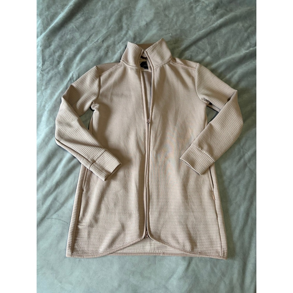 MPG Mondetta Performance Gear Tan Ribbed Full Zip Longline Jacket Mock Neck M